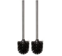 Tatay Mango Escobilla WC de Baño INOX, Cepillo Negro, Mango de Acero Inoxidable, Fabricado en España. Libre de BPA. Medidas 8 x 8 x 35 cm, 4438901 (Paquete de 2)
