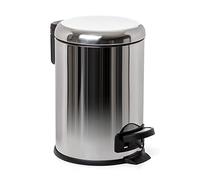 Tatay Papelera de baño pedal Nordic 3L, interior extraíble, cierre amortiguado, plateado