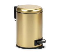 Tatay Papelera Baño Pedal 3L | Apertura Higiénica y Sin Contacto | Cierre Amortiguado y Silencioso | Interior Extraíble para Fácil Limpieza | Diseño Funcional | 19x21,8x22,1 cm - Modelo Nordic - Oro