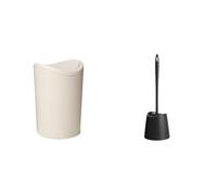 Tatay Papelera y Escobilla Baño | Papelera Baño con Tapa Basculante Ecohome | Capacidad 6L | Escobilla WC Negra | Material Resistente y 100% Reciclable | Fabricados en España