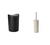 Tatay Papelera y Escobilla Baño | Papelera Baño con Tapa Basculante Negra | Capacidad 6L | Escobilla WC Modelo Ecohome | Material Resistente y 100% Reciclable | Fabricados en España