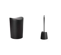 Tatay Papelera y Escobilla Baño | Papelera Baño con Tapa Basculante Negra | Capacidad 6L | Escobilla WC Negra | Material Resistente y 100% Reciclable | Fabricados en España