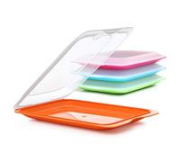 TATAY Porta Embutidos Fresh | Set de 4 Estándar | Tupper Embutido Nevera | Tapa Extraíble, Apilable | Apto Congelador, Microondas y Lavavajillas | Libre de BPA, 17 x 3,2 x 25,2 cm, Colores Surtidos