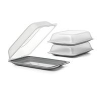 Tatay Porta Embutidos Fresh | Set de 3 Maxi | Tupper Embutido Nevera | Tapa Extraíble, Apilable | Apto Congelador, Microondas y Lavavajillas | Libre de BPA, 17 x 6,2 x 25,2 cm, Color Gris