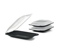 Tatay Porta Embutidos Fresh | Set de 3 Mini | Tupper Embutido Nevera | Tapa Extraíble, Apilable | Apto Congelador, Microondas y Lavavajillas | Libre de BPA, 12 x 3,1 x 18 cm, Color Negro