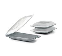 Tatay Porta Embutidos Fresh | Set de 3 Mini | Tupper Embutido Nevera | Tapa Extraíble, Apilable | Apto Congelador, Microondas y Lavavajillas | Libre de BPA, 12 x 3,1 x 18 cm, Color Gris