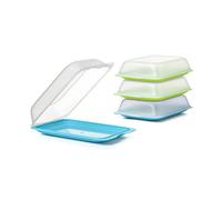 Tatay Porta Embutidos Fresh | Set de 4 Maxi | Tupper Embutido Nevera | Tapa Extraíble, Apilable | Apto Congelador, Microondas y Lavavajillas | Libre de BPA, 17 x 6,2 x 25,2 cm, Color Azul y Lima