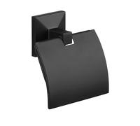 TATAY Portarrollos de Baño Iconik 100% Inoxidable Colgador Papel Higienico | Portarrollos Baño | Medidas 12x4,5x12 cm | Incluye Kit Glue&Fix Resiste | Sin Taladro | Hasta 10kg y Tornillos, Negro