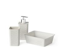 Tatay Set de Baño Sobremesa Set de 3 Polipropileno Resistente | Set Baño Sobremesa | Plástico 100% Reciclado | Incluye Dosificador | Incluye Vaso | Sin BPA | Organizador A6 Bohol, Blanco
