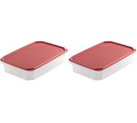 Tatay Tupper Hermético 2,1L Top Flex | Tapa a Presión | Recipientes Herméticos Para Alimentos | Apto Microondas, Lavavajillas, Nevera, Congelador | Plástico Libre de BPA | 28,5x18,5x6 cm, Rojo