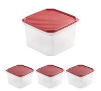 Tatay Tupper Hermético 2,9L Top Flex | Tapa a Presión | Recipientes Herméticos Para Alimentos | Apto Microondas, Lavavajillas, Nevera, Congelador | Plástico Libre de BPA | 18,5x18,5x12,2 cm, Rojo