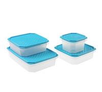 Tatay Recipientes herméticos Top Flex - Set 4 (2,1L+2x1,3L+0,6L), tapa a presión, sin BPA, azul