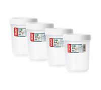 TATAY Twist - Set de 4 Recipientes Redondos 0.4L con Cierre Hermético a Rosca. Blanco