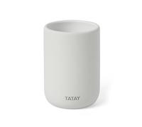 Tatay Vaso para el Cepillo de Dientes y Pasta de Dientes Soft, Cerámica en Acabado Mate, Libre de BPA, Blanco. Medidas: 7,4 x 7,4 x 10,5 cm