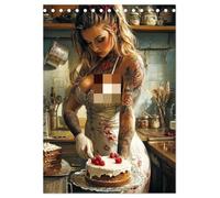 Tattoo Girls and Cakes (Desk Calendar 2027 DIN A5 portrait), CALVENDO 12 Month DeskCalendar: Tattooed girls embody art, confidence, and individuality in every stunning design.