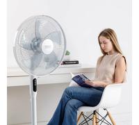 Taurus - Ventilador de pie ICE BRISE SILENCE con 24 velocidades, modo oscilante y temporizador de 18 h para salón, dormitorio o oficina, diseño ajustable en altura (70-130 cm), color blanco White Medi
