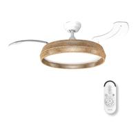 Taurus Ventilador de Techo con Aspas Retráctiles y Luz LED Regulable 36W | Motor DC Ultrasilencioso 30W | Ventilador de 107 cm con Pantalla de Cuerda y Acero | 6 Velocidades, Modo Invierno-Verano