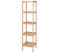 tavora Estantería de bambú, 5 baldas, 33 x 33 x 146 cm, Natural | Estantería abierta de bambú para baño, cocina o recibidor, combinable y compacta, con patas de goma