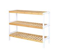 tavora Zapatero de Bambú con 3 estantes 70x26x55 cm, Natural/Blanco