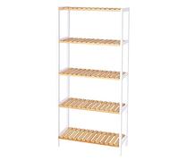 tavora Zapatero de Bambú con 5 estantes 60x26x130 cm, Natural/Blanco
