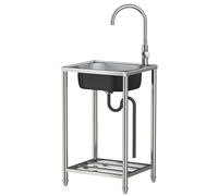 TAXXII Fregadero Comercial Individual de Acero Inoxidable con Grifo para Cocina, Bar o jardín Exterior, Unidad Cuadrada Independiente (50 * 40 82CM)