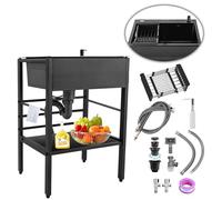 TAXXII Fregadero Cuadrado de Cocina para Camping y restaurantes: cubeta con desagüe y colador, Ideal para lavanderías, Bares, Patios y Apartamentos. Diseño versátil.