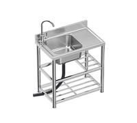 TAXXII Fregadero de Cocina Comercial de Acero Inoxidable con escurridor y estantes de Almacenamiento - Fregadero Individual Independiente para Cocina Exterior, Bar o Zona de Trabajo (grif
