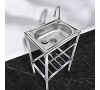 TAXXII Fregadero de Cocina Comercial de Acero Inoxidable, Fregadero portátil Independiente de un Solo Seno con Grifo para Uso Interior y Exterior, Ideal para lavanderías, Patios Traseros