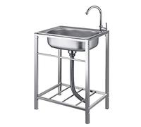 TAXXII Fregadero de Cocina Comercial de Acero Inoxidable, Fregadero utilitario Independiente con Grifo para restaurantes, lavanderías, garajes y Exteriores, 1,0 mm de Grosor, 48 × 35 × 75