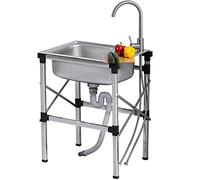 TAXXII Fregadero de Cocina con Soporte Plegable de Acero Inoxidable, Tina de lavandería Independiente para Uso Comercial en restaurantes, fregaderos portátiles para Exteriores (tamaño: 48