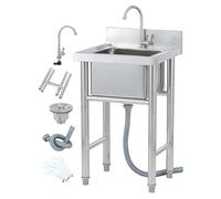 TAXXII Fregadero de Cocina Independiente con Grifo y Patas, Individual para baño, Comedor, Exterior e Interior, para Verduras, Acero Inoxidable Sus 304, 50/60 cm
