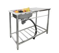 TAXXII Fregadero de Cocina Independiente de Acero Inoxidable, Fregadero Comercial/Industrial con Banco de Trabajo y estantes de Almacenamiento, lavamanos utilitario con Grifo para Lavande