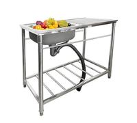TAXXII Fregadero de Cocina Independiente de un Solo Seno, de Acero Inoxidable con Banco de Trabajo y Grifo, portátil y práctico para lavadero, Garaje, Interior y Exterior.