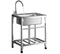 TAXXII Fregadero de jardín, Fregadero Comercial de un Solo Seno de Acero Inoxidable, Fregadero Independiente con Grifo, Cocina portátil para habitación, Garaje, lavandería, Restaurante, e