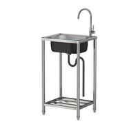 TAXXII Fregadero de Mesa Independiente de Acero Inoxidable, móvil, Individual, para Cocina, con Grifo, Lavabo, jardín, Patio Trasero, Garaje, Camping, Granja, 60 cm