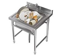 TAXXII Fregadero Independiente de Acero Inoxidable 304 con Grifo Monomando de Agua fría, de Uso Comercial para Garaje, Taller, lavadero, Camping y Exteriores (50 cm/60 cm).