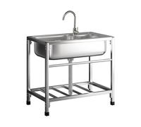 TAXXII Fregadero Independiente de Acero Inoxidable, Fregadero utilitario para jardín Exterior con Grifo, cubeta Individual para Garaje, sótano, lavandería, Restaurante, Cocina, Camping, 6