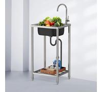 TAXXII Fregadero Independiente de Acero Inoxidable, Mesa de Cocina Individual móvil de 50 cm con Grifo de Agua para jardín, Patio Trasero, Garaje, Camping o Granja.