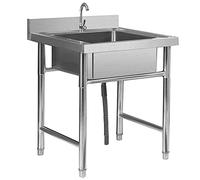 TAXXII Fregadero Individual de Acero Inoxidable Independiente para Cocina Comercial de Restaurante con Grifo para Exteriores, 19.7inx31.5in, 23.6inx31.5in, lavamanos utilitario, Tina de l