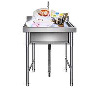 TAXXII Fregadero para hostelería, Fregadero Independiente de Acero Inoxidable 304, Unidad Comercial de un Solo Seno con Soporte para lavandería, Garaje, Interior y Exterior (19,7"/23,6").