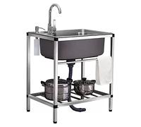 TAXXII Fregadero utilitario de Acero Inoxidable 304, Comercial para restaurantes, con Grifo, de un Solo Seno, 75 cm de Altura, Fregadero portátil Independiente para preparación de Aliment