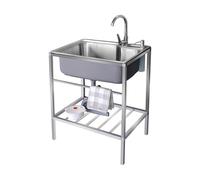 TAXXII Fregadero utilitario de Acero Inoxidable con Estante de Almacenamiento y Grifo - Estación de Camping portátil Independiente para Restaurante, Bar, lavandería, Garaje, Patio Trasero