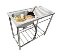 TAXXII Fregadero utilitario de Acero Inoxidable, Juego de Fregadero de Cocina Comercial para Restaurante con Grifo y Banco de Trabajo, Fregadero Individual Independiente para Restaurante,