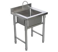 TAXXII Fregadero utilitario de Acero Inoxidable para Cocina Comercial, monoseno, Independiente con Grifo, para lavandería Exterior, Bar, Restaurante o Servicio de Catering.