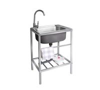 TAXXII Fregadero utilitario de Acero Inoxidable para Exteriores, estación de Fregadero portátil Independiente para Camping, con Estante de Almacenamiento y Grifo, para Restaurante, Bar, l