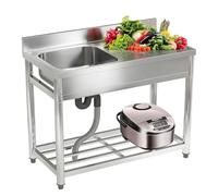 TAXXII Fregadero utilitario de Acero Inoxidable para Exteriores, Fregadero de Cocina Independiente con Grifo Giratorio de 360°, cubeta Grande y Estante de Almacenamiento, estación de trab