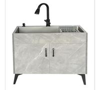 TAXXII Fregadero utilitario Independiente de Acero Inoxidable con Grifo, escurridor, Armario y encimera, antivuelco, para Uso Interior/Exterior en Cocina, Restaurante, habitación, autocar
