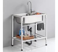 TAXXII Fregadero utilitario Independiente de Acero Inoxidable, Fregadero de Cocina Comercial de un Solo Seno con Grifo, 68 cm, para Restaurante, Garaje, lavandería, lavamanos Exterior.