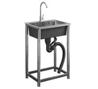 TAXXII Fregadero utilitario Independiente, Fregadero Comercial de Acero Inoxidable para Cocina de Restaurante con Grifo de Agua fría y Caliente, para Hotel, Cocina, Exterior (50x40x75cm/1
