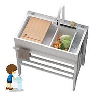 TAXXII Lavadero Exterior de Acero Inoxidable para lavandería, Fregadero Individual utilitario, Fregadero Comercial Independiente con Cascada para Cocina, Patio Trasero, Garaje, Camping, e
